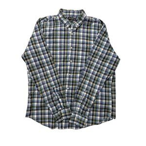J Crew Mercantile Flex Shirt XL Blue Plaid Stretch Button Down